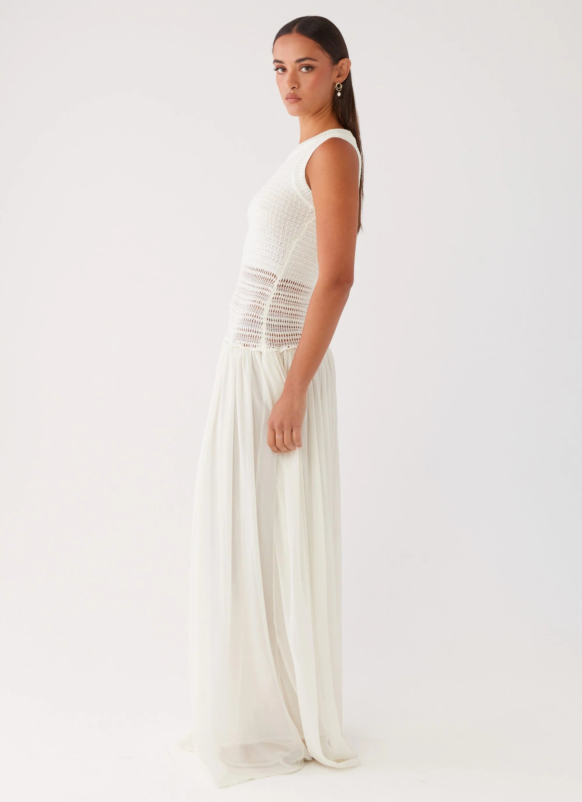 Off Grid Crochet Maxi Dress - White