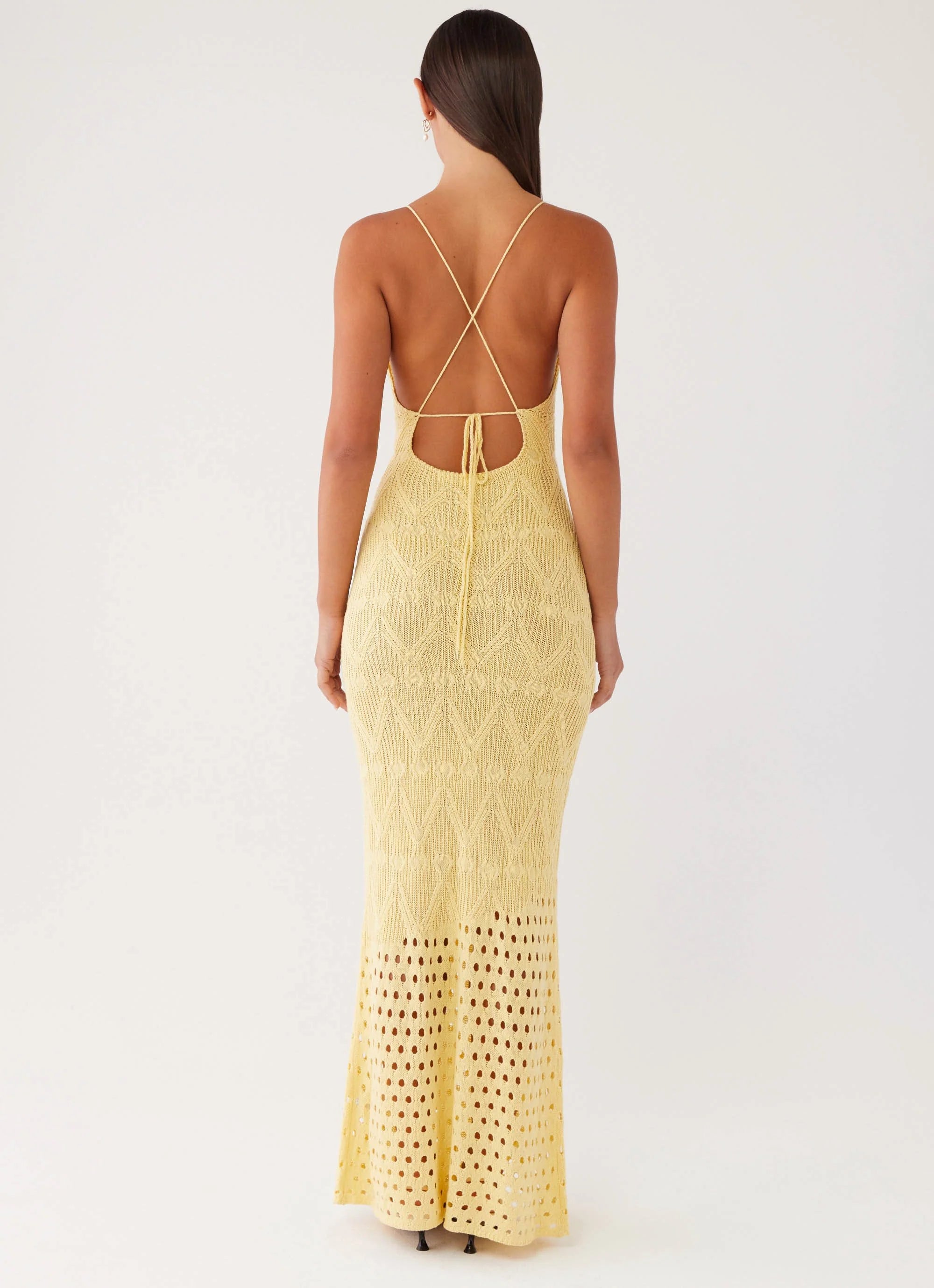 Vivid Dreams Crochet Maxi Dress - Yellow