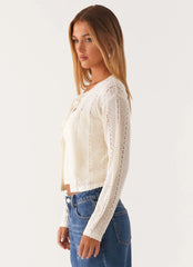 Tough Love Knit Cardigan - White