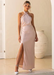 You and I Satin Maxi Dress - Pink Cloud