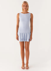 Rhiannon Frill Mini Dress - Blue