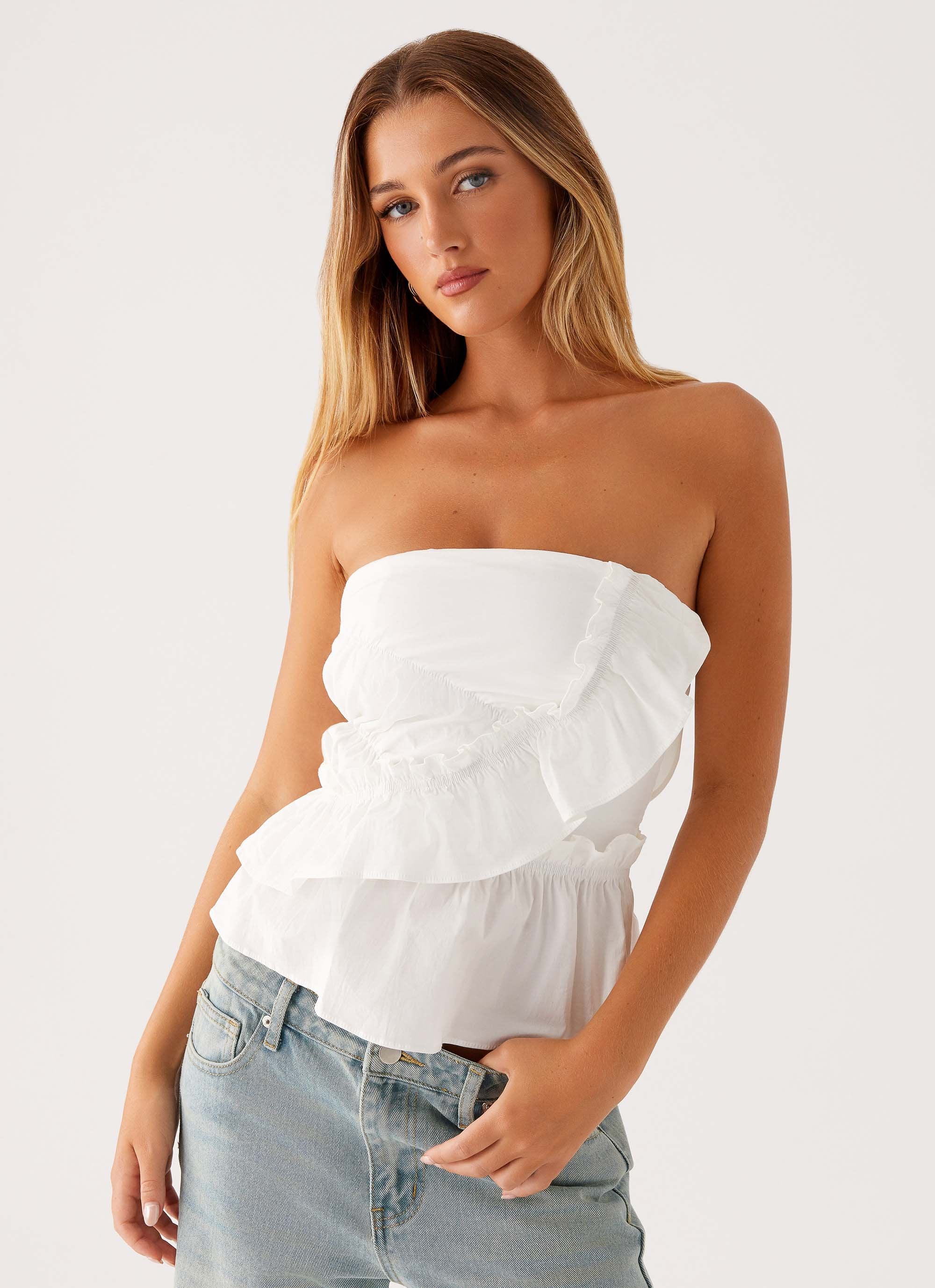 Roisin Ruched Top - White