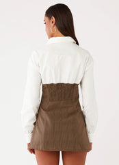 Adelaide Shirt Mini Dress - Brown