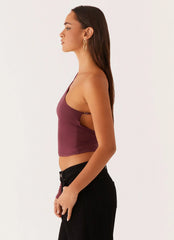 Hawkins Open Back One Shoulder Top - Mulberry