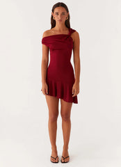 Amaya Twist Mini Dress - Maroon