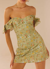 The Chateau Mini Dress - Sage Floral