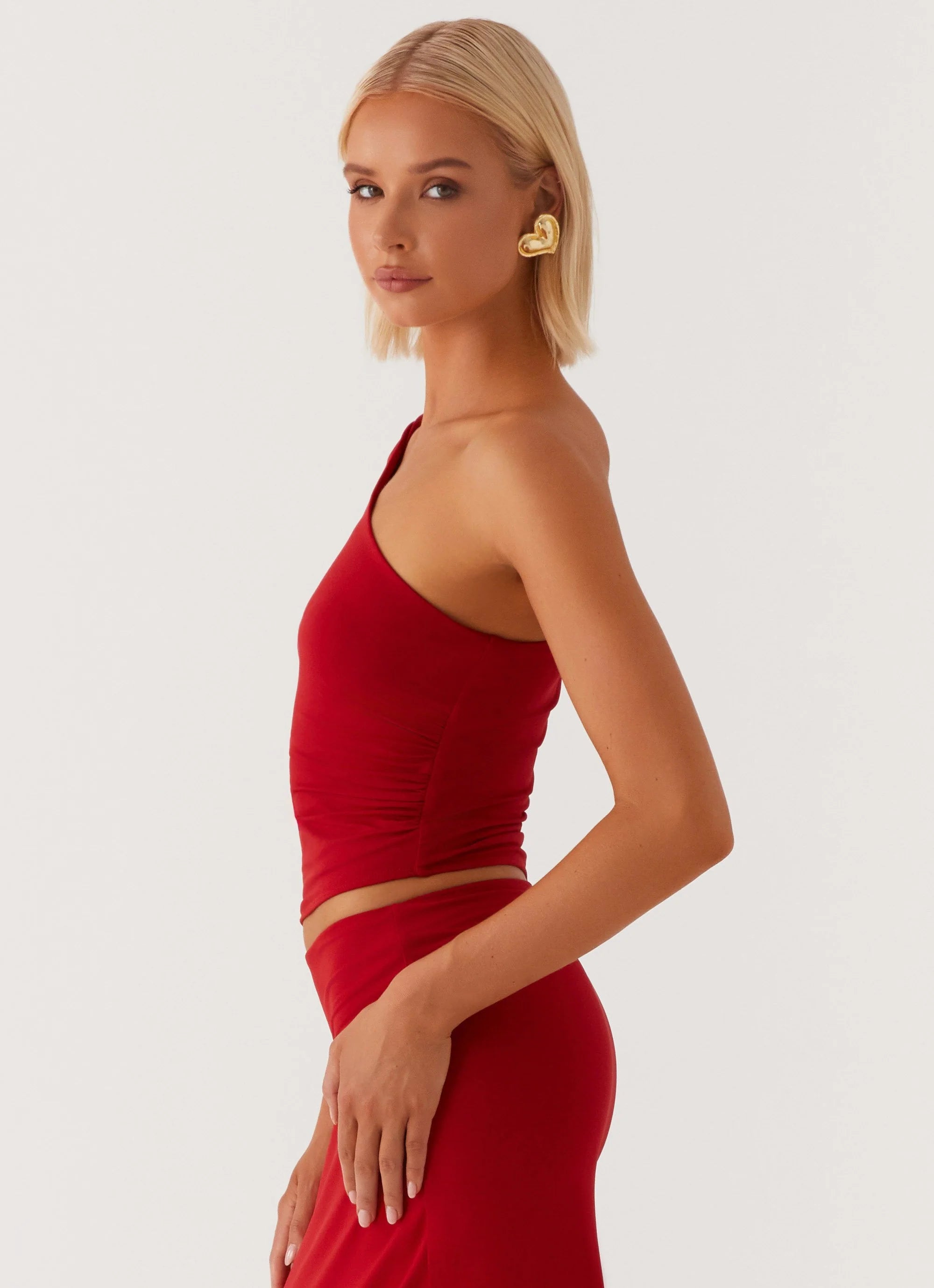 Monty One Shoulder Top - Red