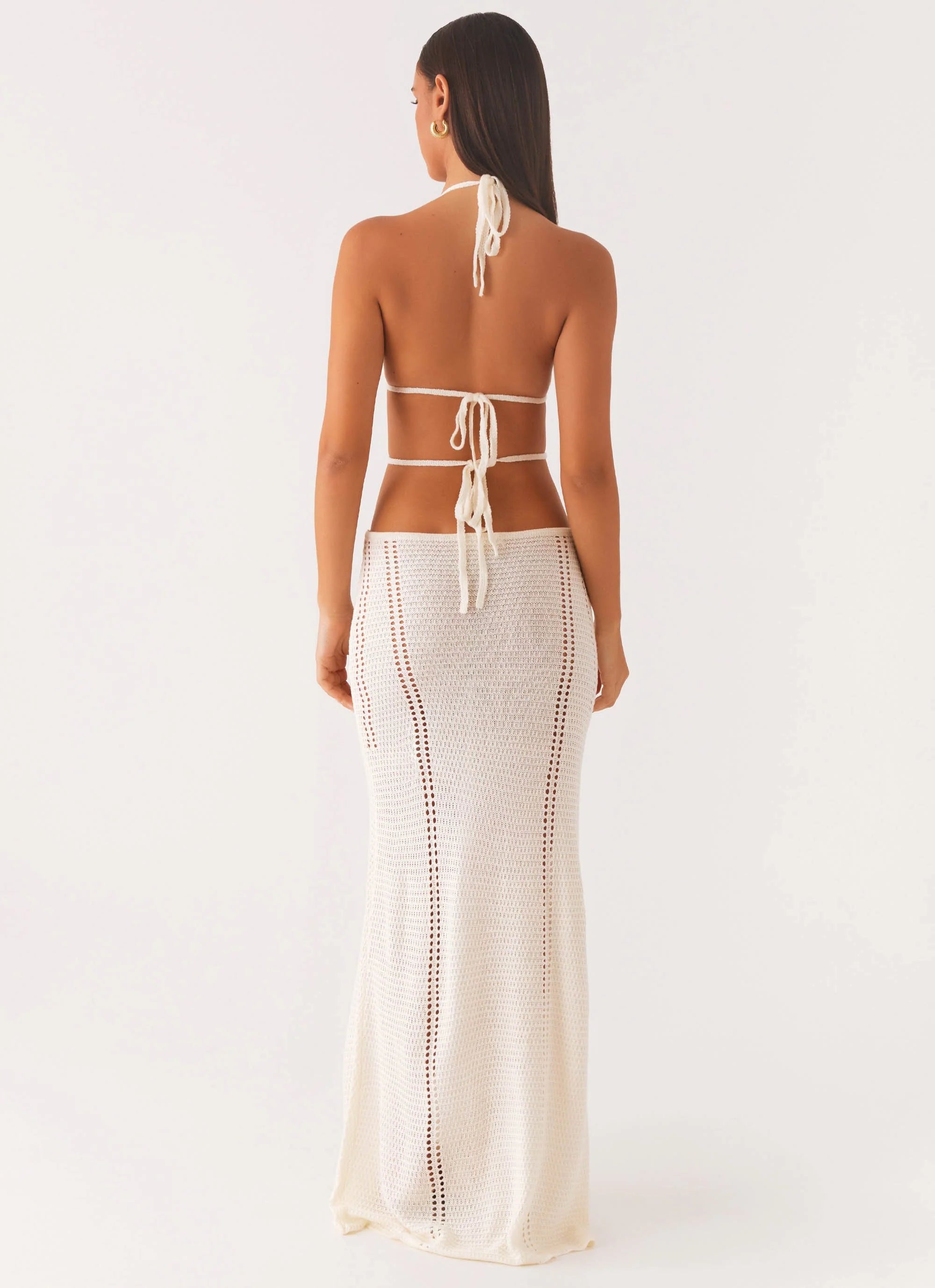 In Motion Cut Out Crochet Maxi Dress - White