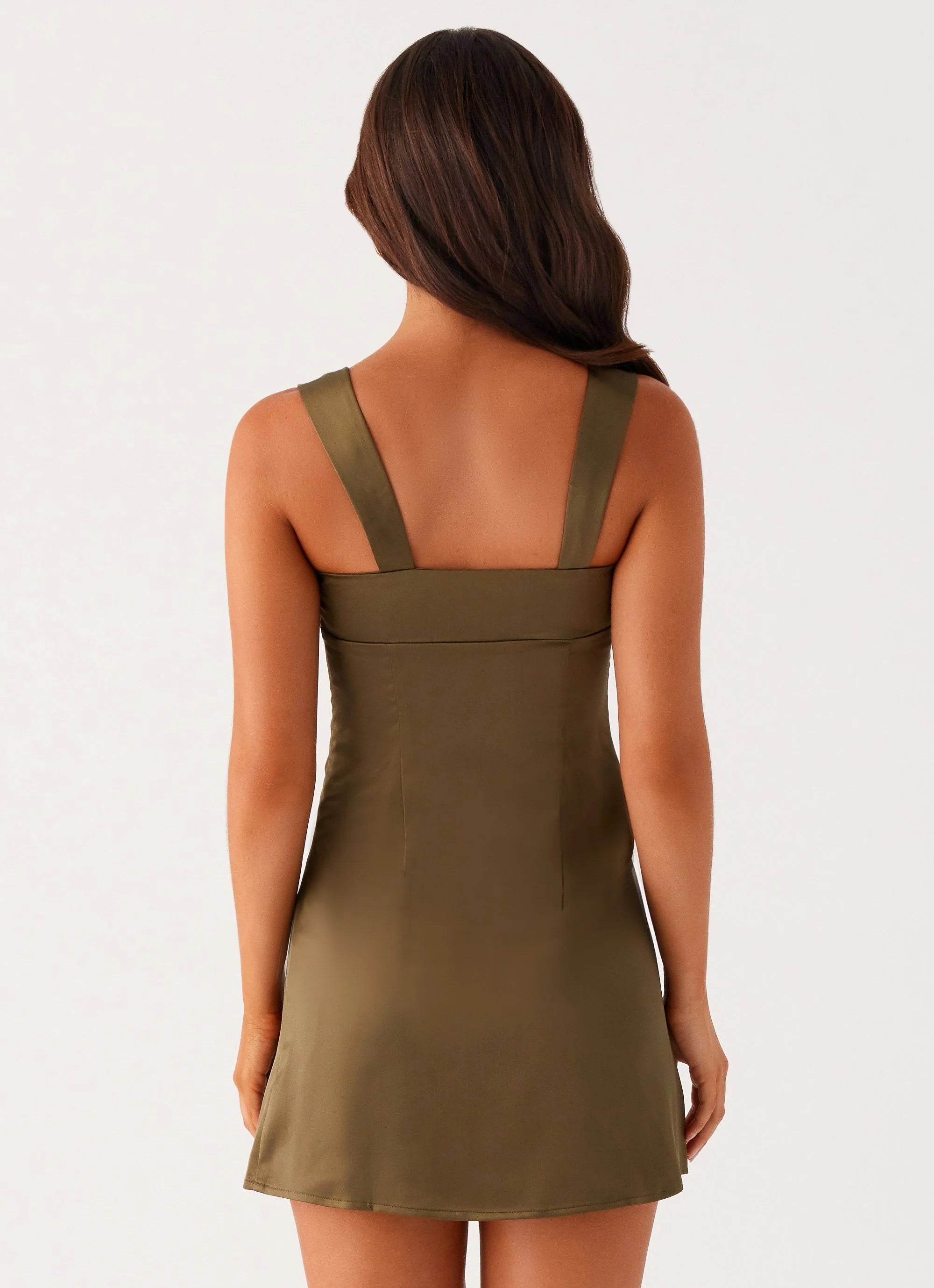 Odette Satin Mini Dress - Khaki