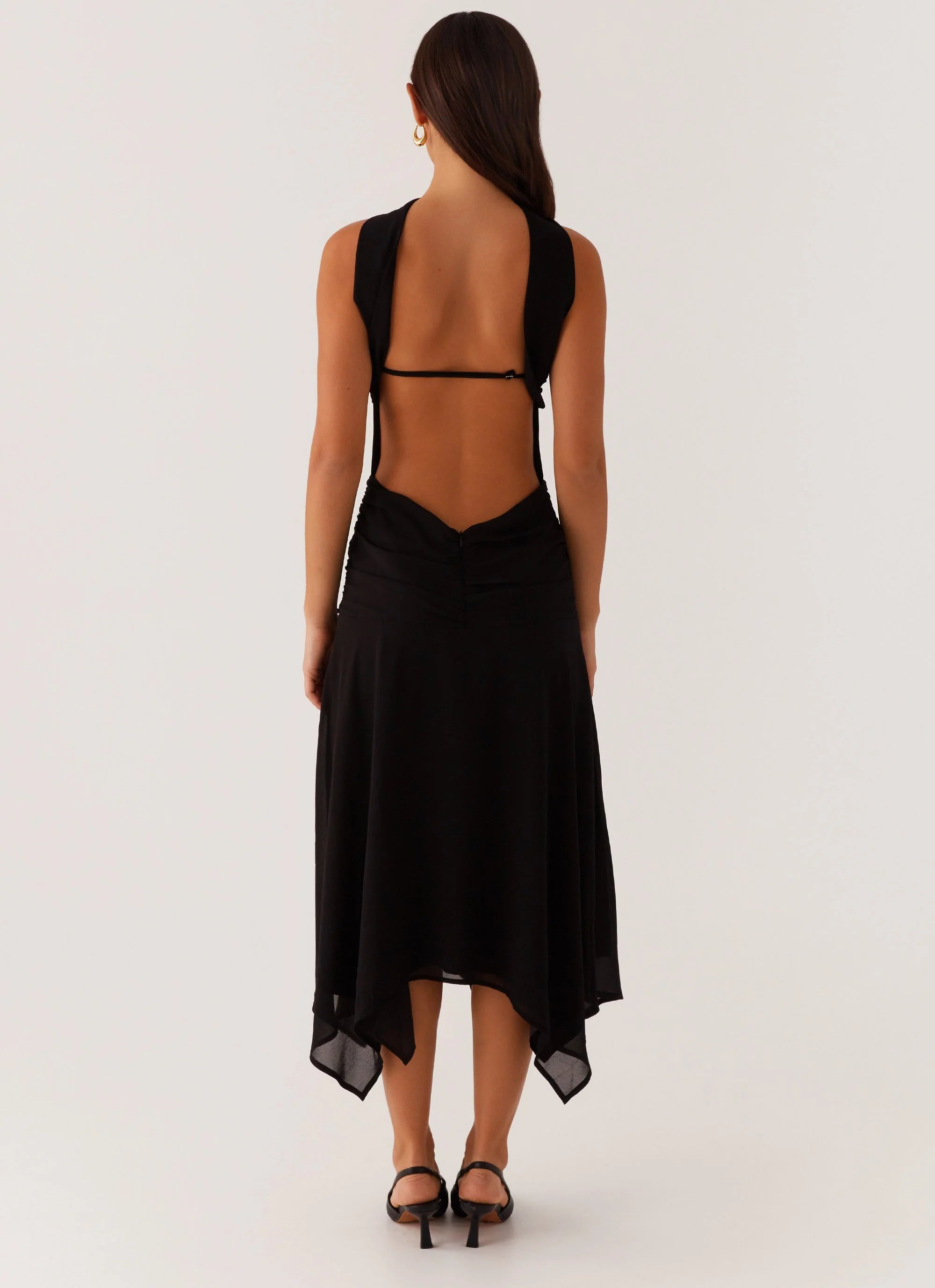 Leto Chiffon Midi Dress - Black