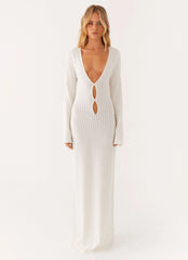 Open Air Knit Cut Out Maxi Dress - Ivory