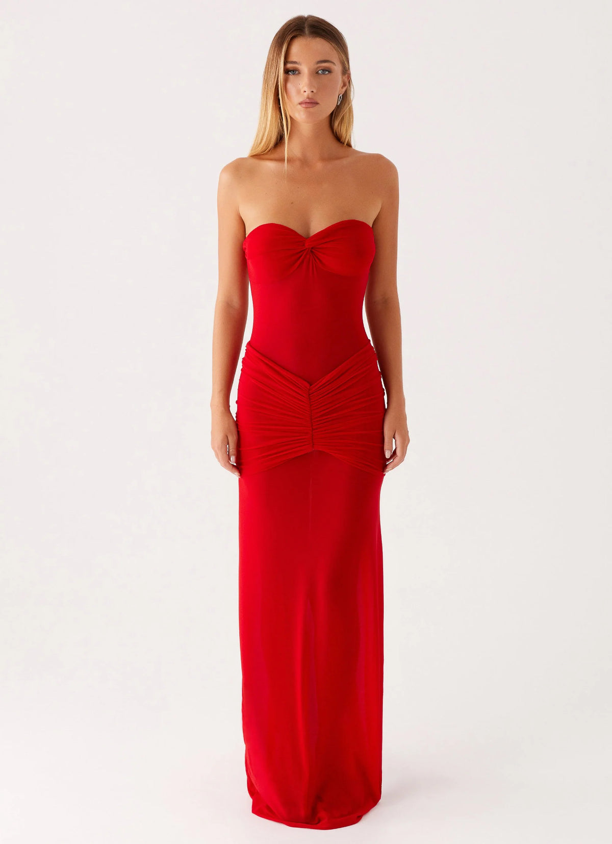 Ottilie Mesh Maxi Dress - Red