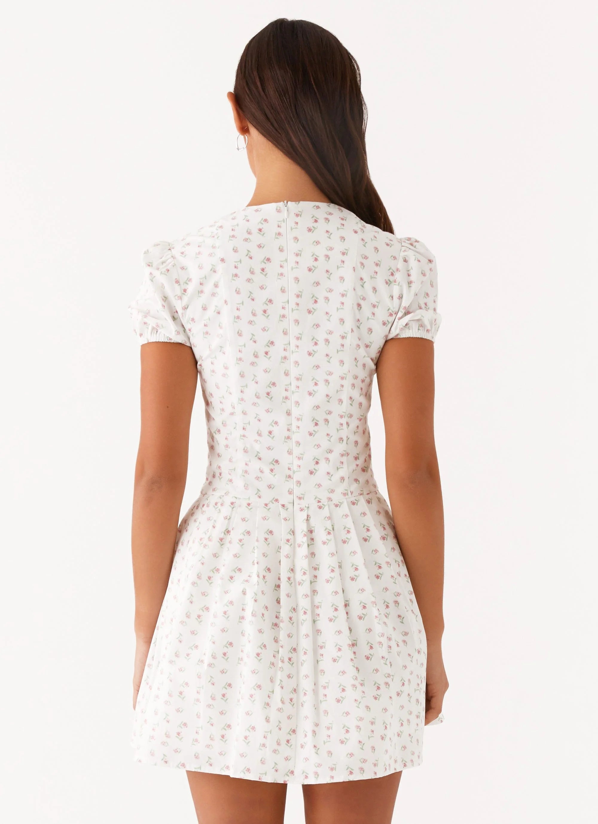 Falling Water Mini Dress - White Floral