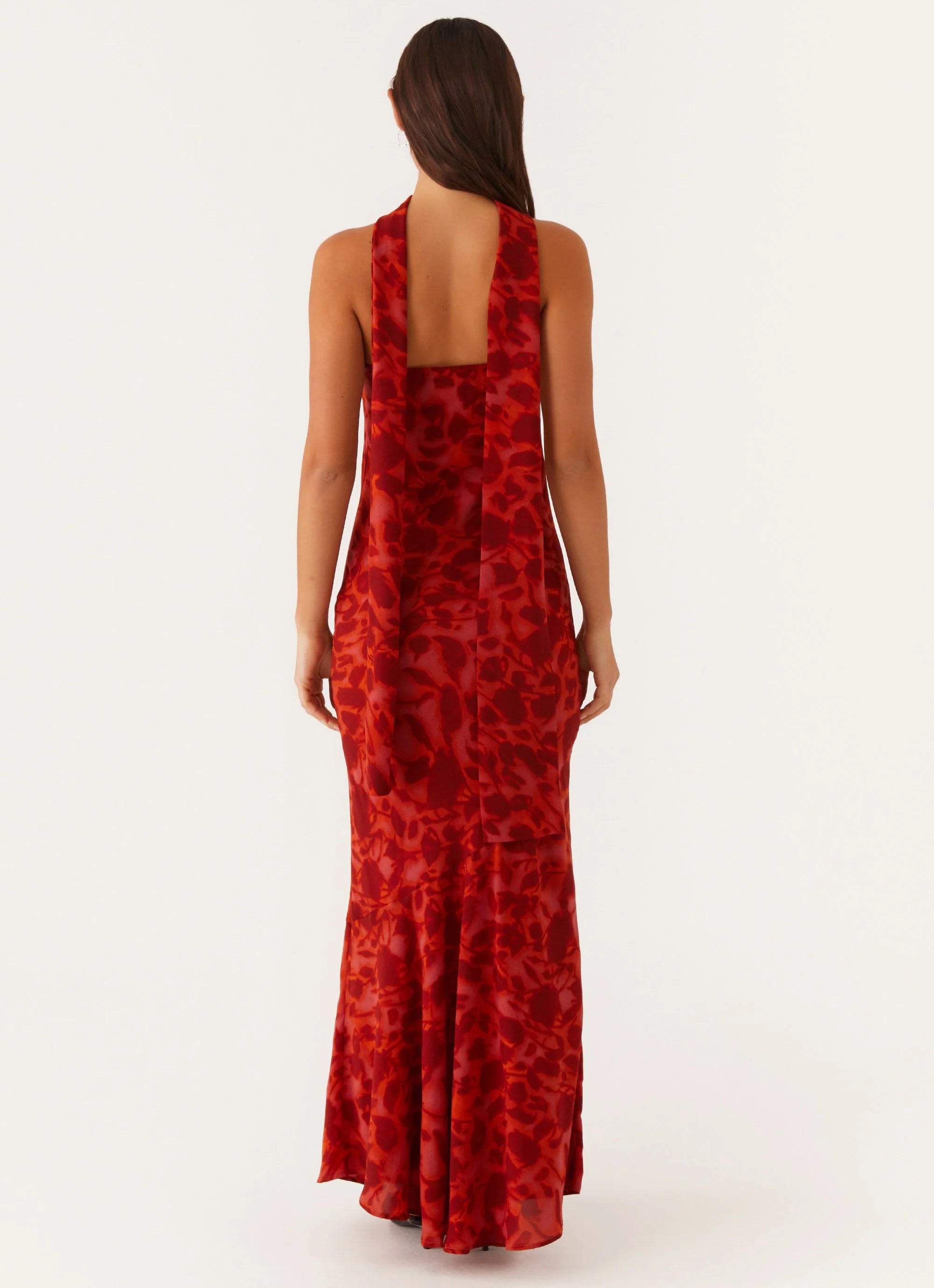 Under The Pagoda Maxi Dress - Deep Red Floral