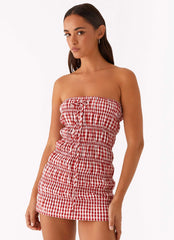 Adele Mini Dress - Red Gingham