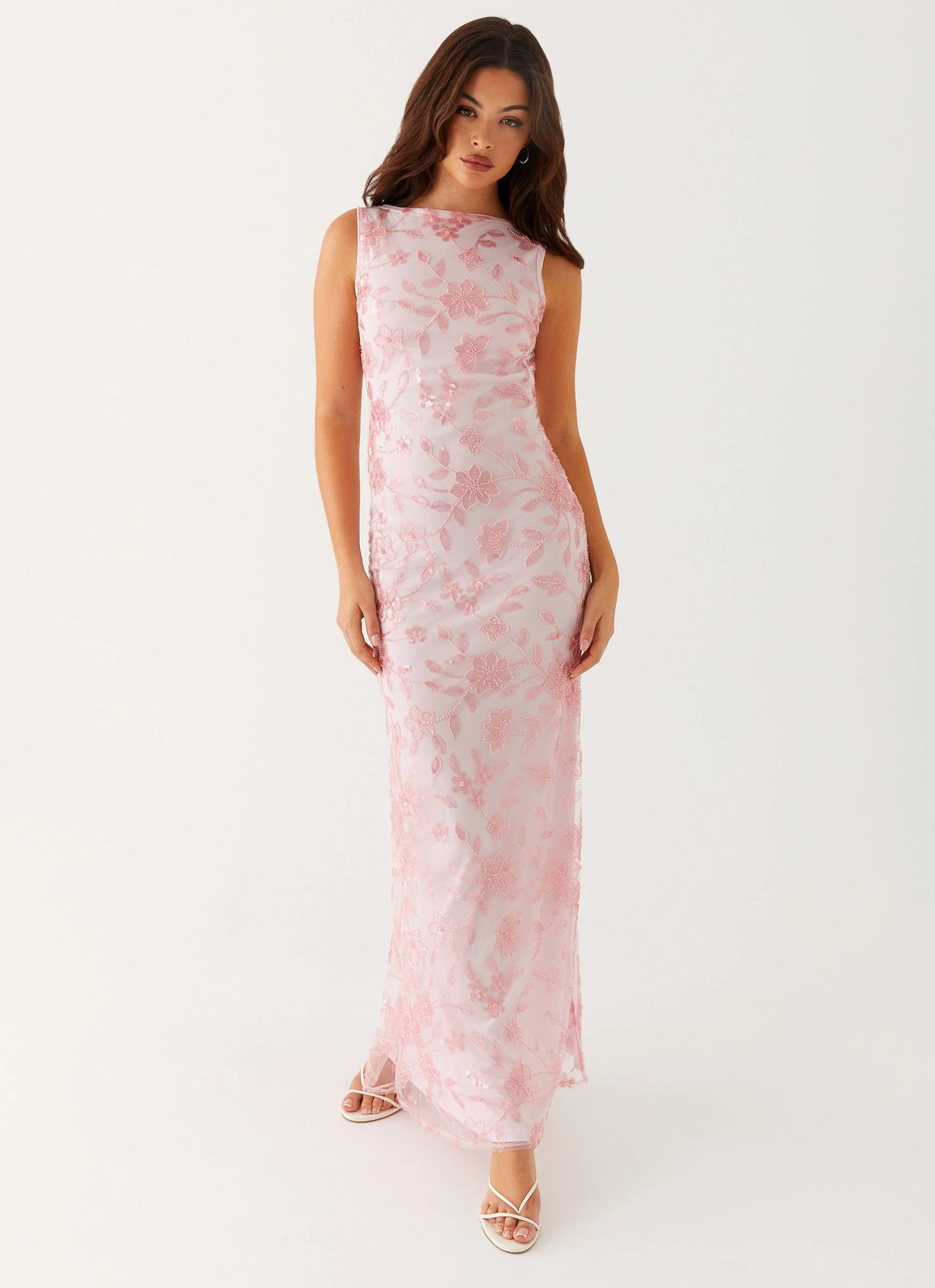 Moorey High Neck Maxi Dress - Pink