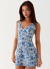 Paisley Road Mini Dress - Blue Paisley