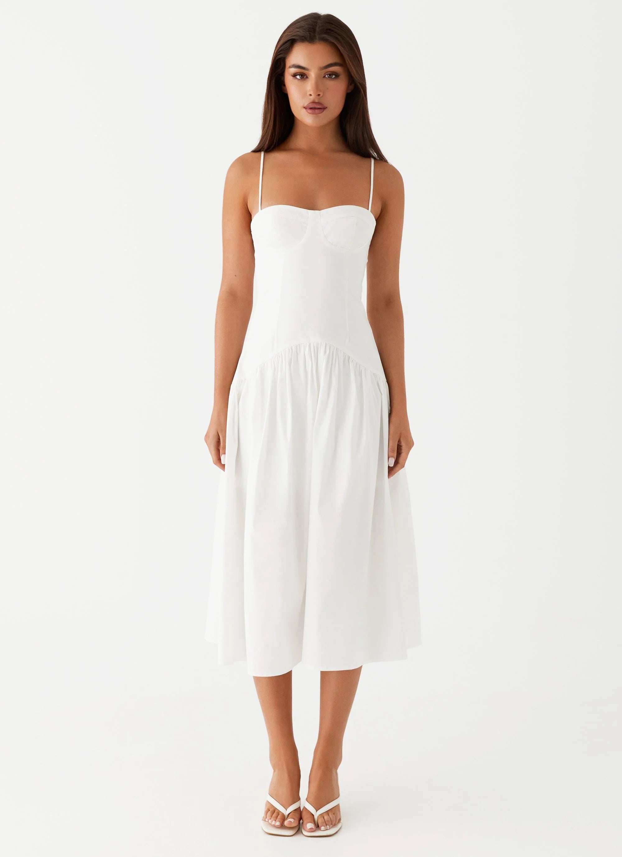 Yvette Corset Midi Dress - White