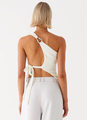 Safiya One Shoulder Top - White