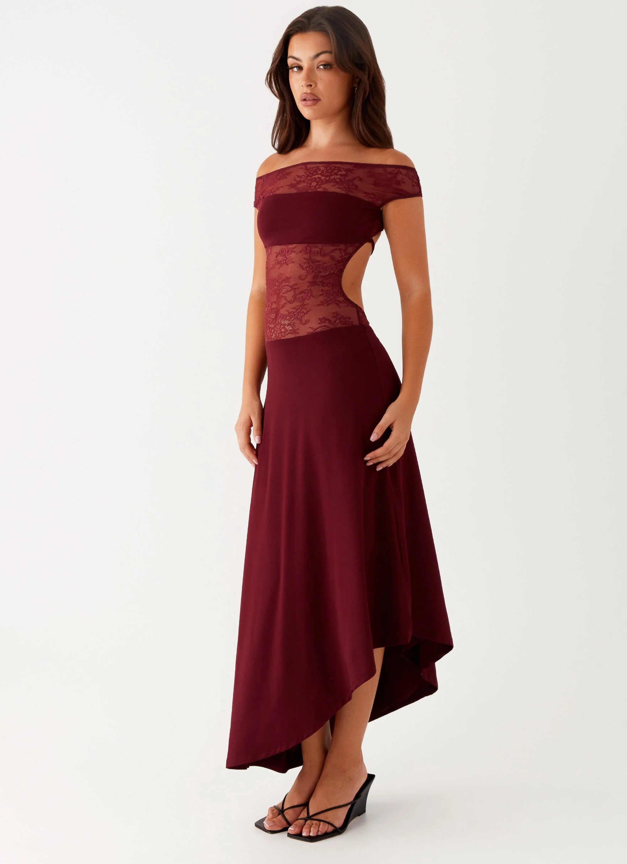 Francoise Lace Midi Dress - Burgundy