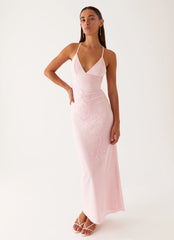 Beki Beaded Mesh Maxi Dress - Pink