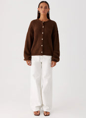 Gracie Oversized Knit Cardigan - Brown