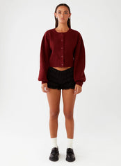 Daphne Knit Cardigan - Maroon