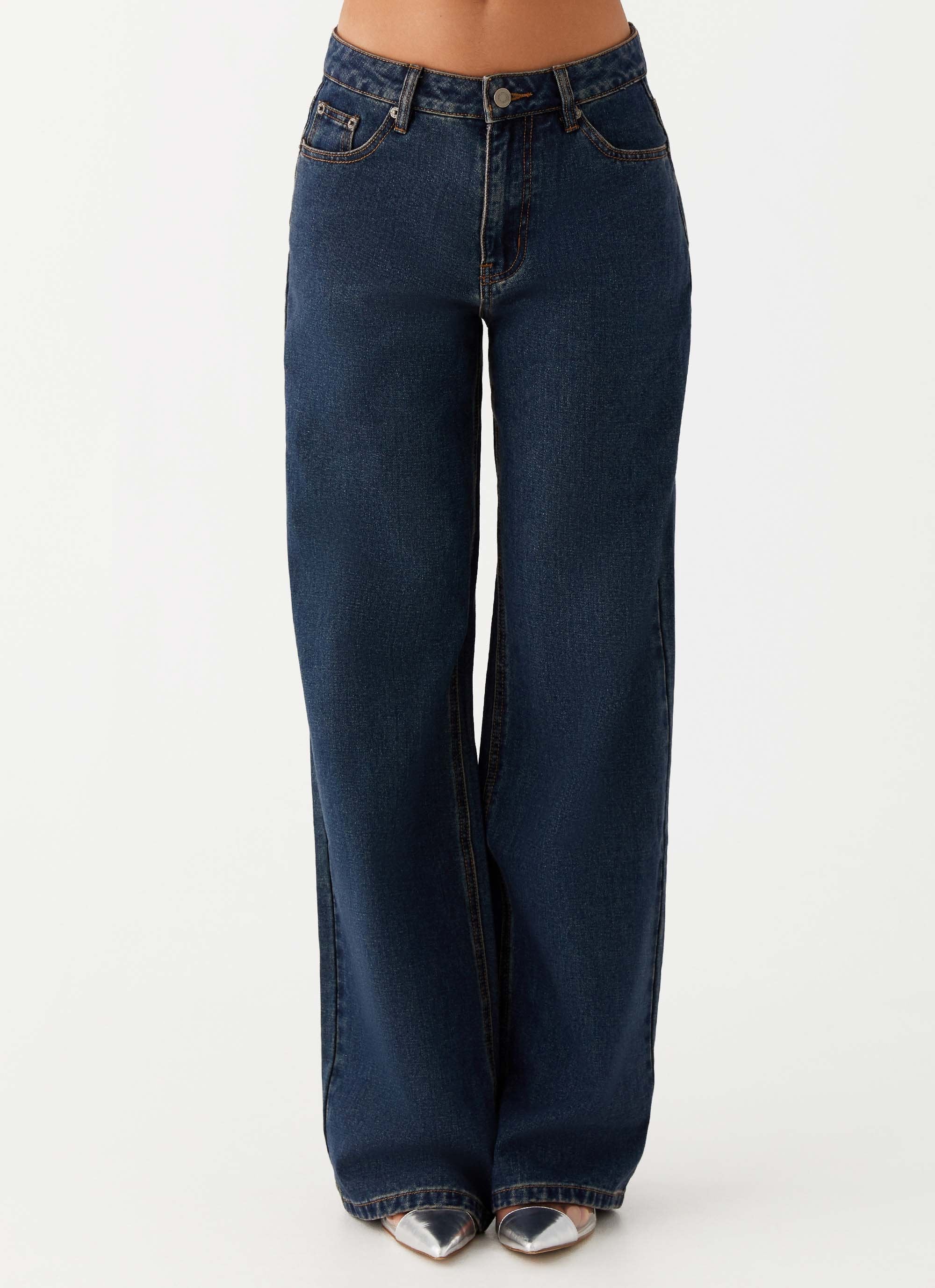 Keanna Low Rise Denim Jeans - Washed Denim