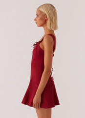 Jamaya Tie Mini Dress - Red