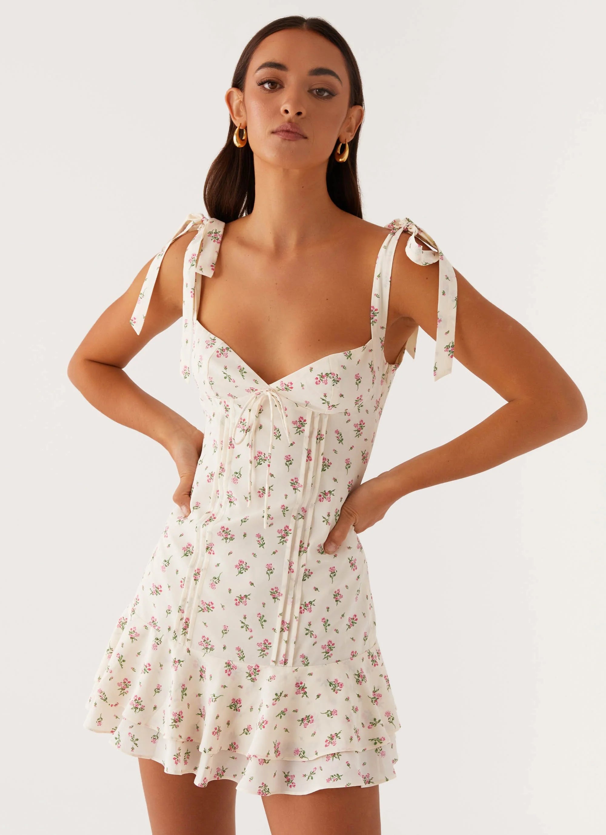 Tova Mini Dress - White Flower