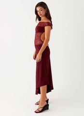 Francoise Lace Midi Dress - Burgundy