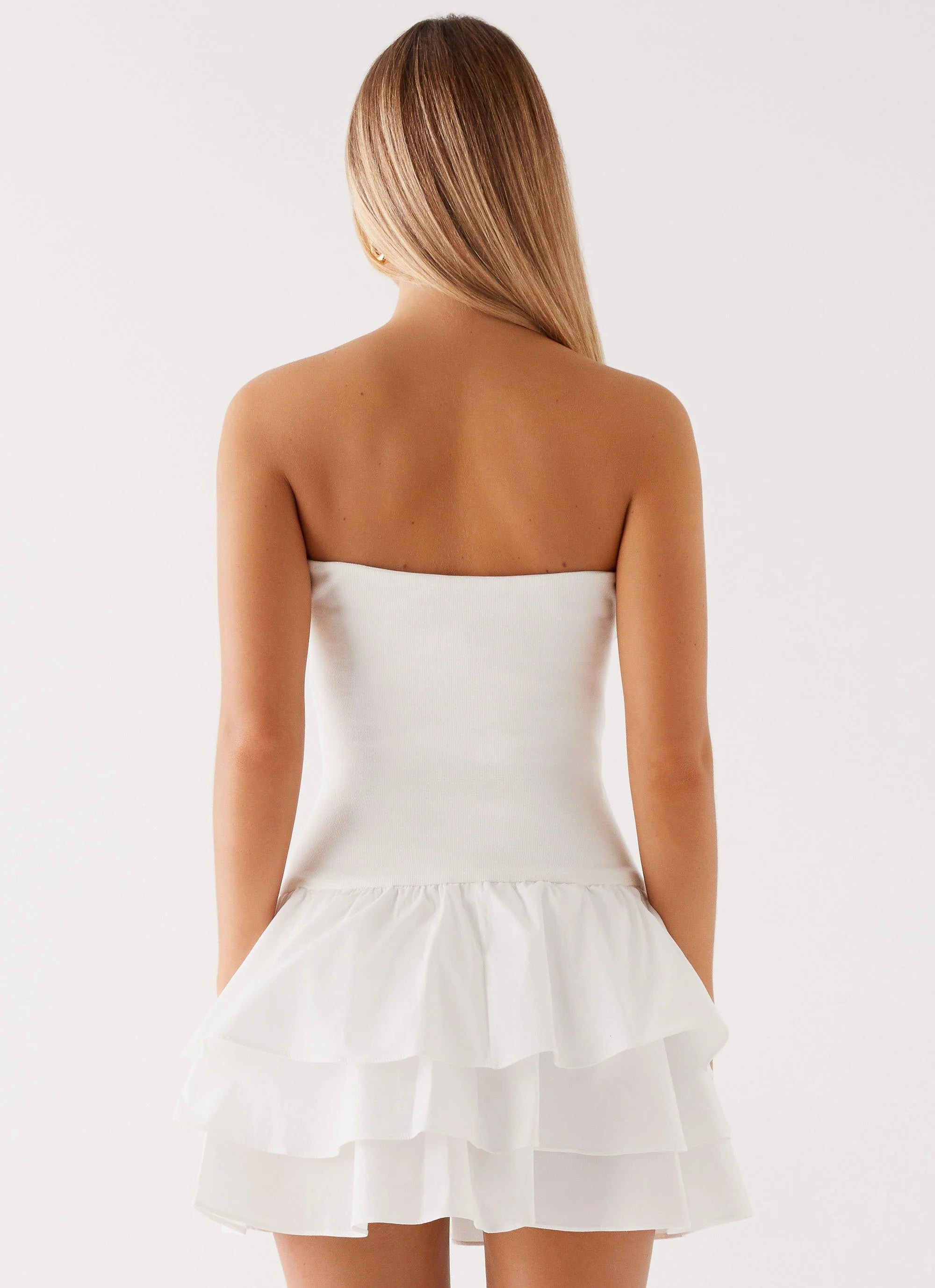 Martha Ruffle Mini Dress - White