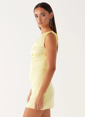 Heart Of Glass Satin Mini Dress - Yellow