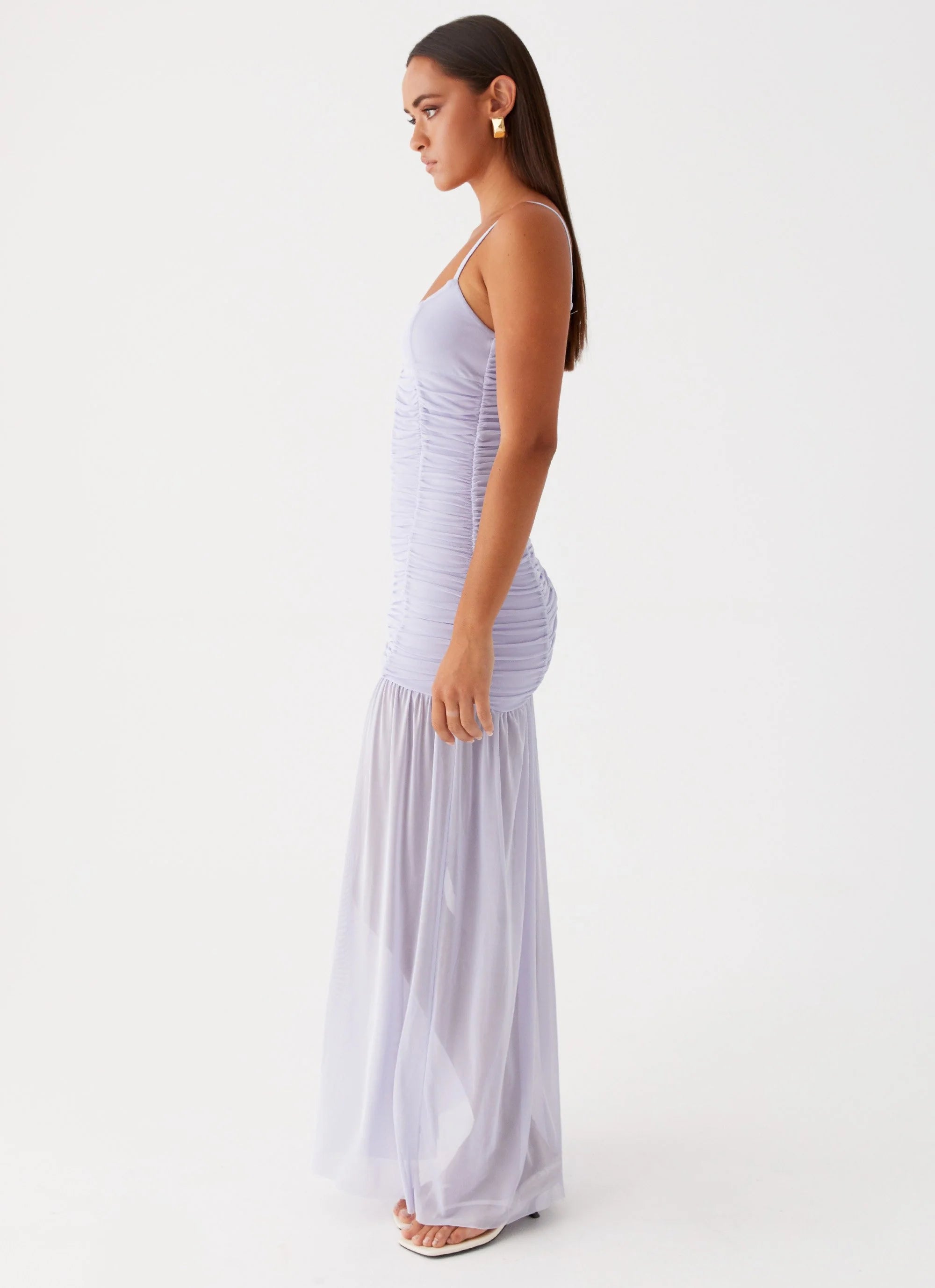 Constance Mesh Maxi Dress - Lavender