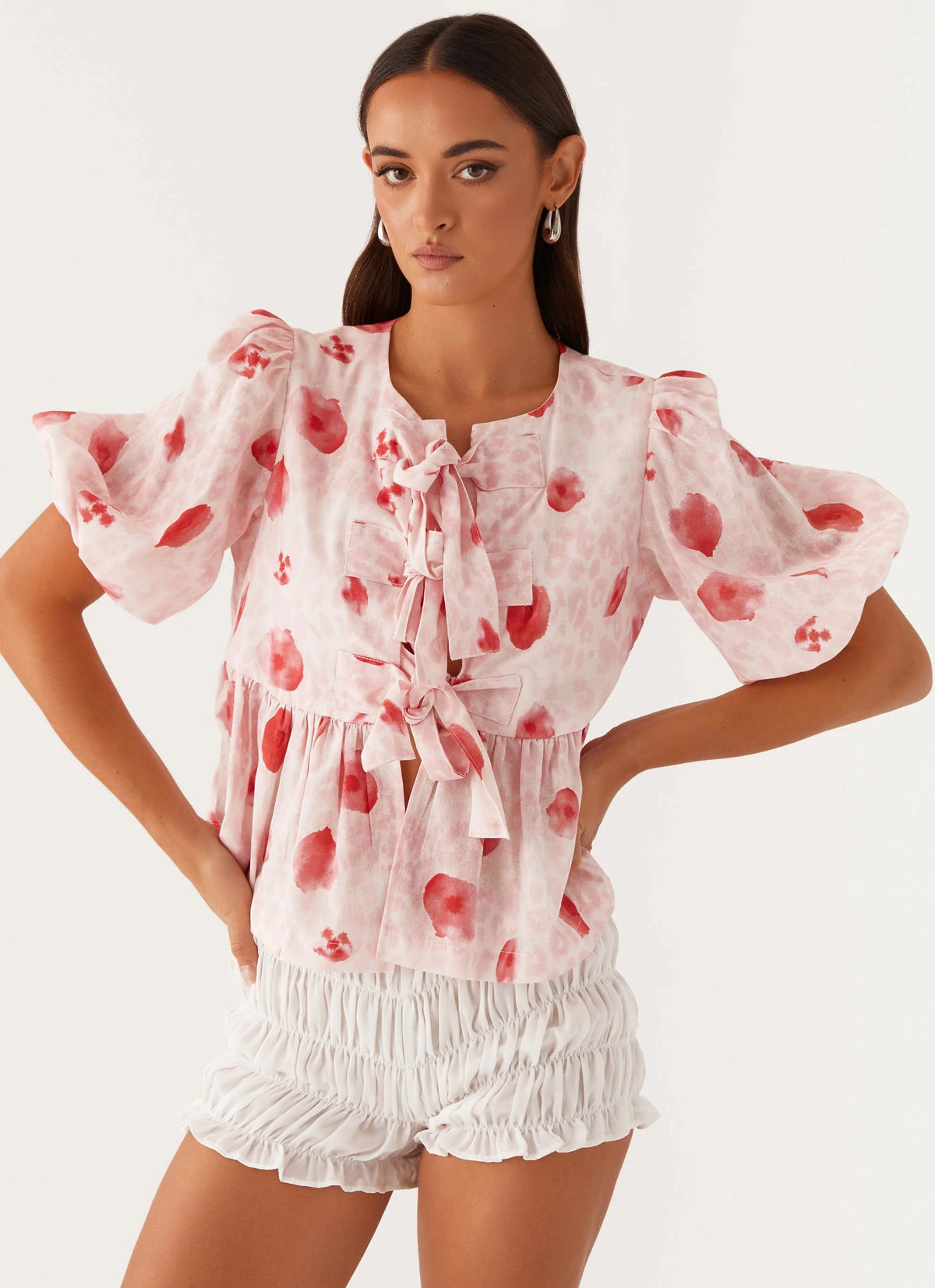 Western Wind Tie Top - Rose Leopard