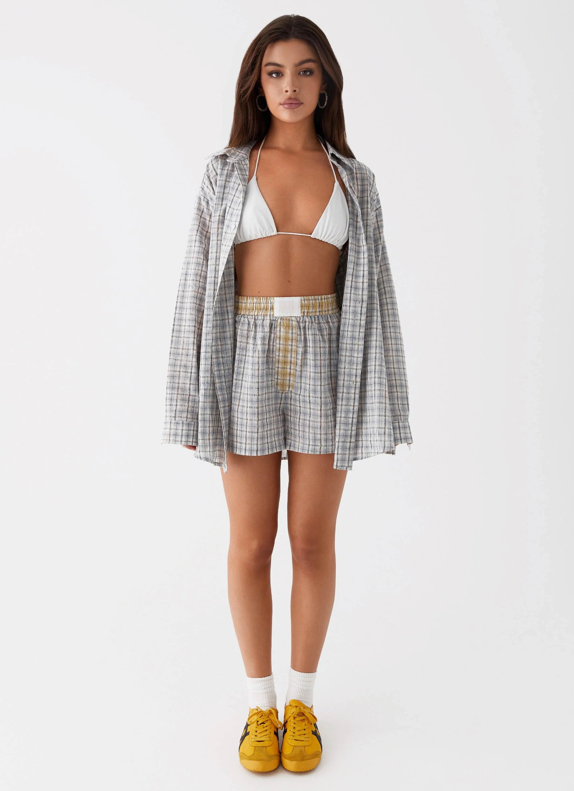 Harley Oversized Shirt - Grey Check