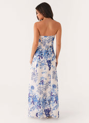 Tayla Linen Maxi Dress - Serene Sky Floral