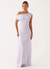 Heart Of Glass Satin Maxi Dress - Lilac