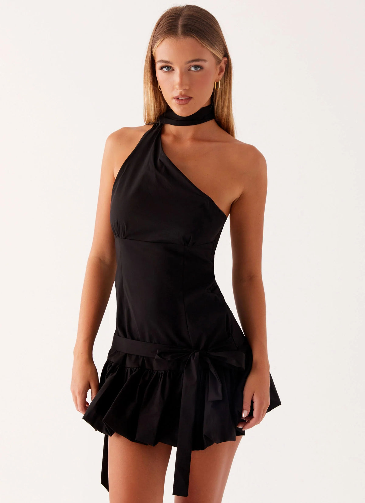 Belina Scarf Mini Dress - Black