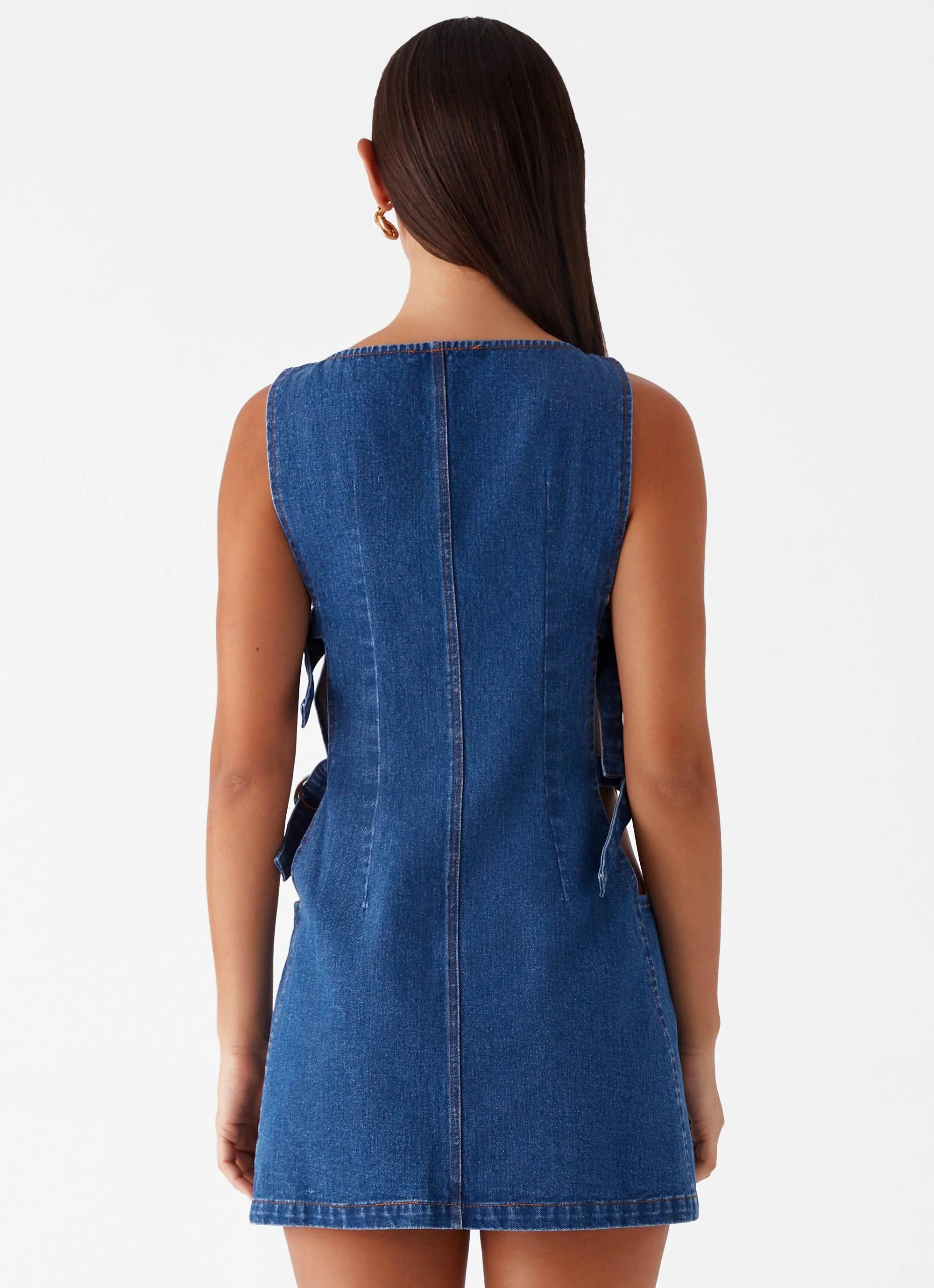 Cherish You Denim Mini Dress - Blue Denim