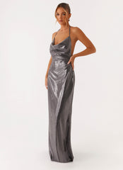 Sleek Love Sequin Maxi Dress - Silver Sequin