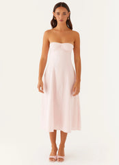 Maika Strapless Midi Dress - Pink