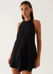 Avalon Halterneck Mini Dress - Black