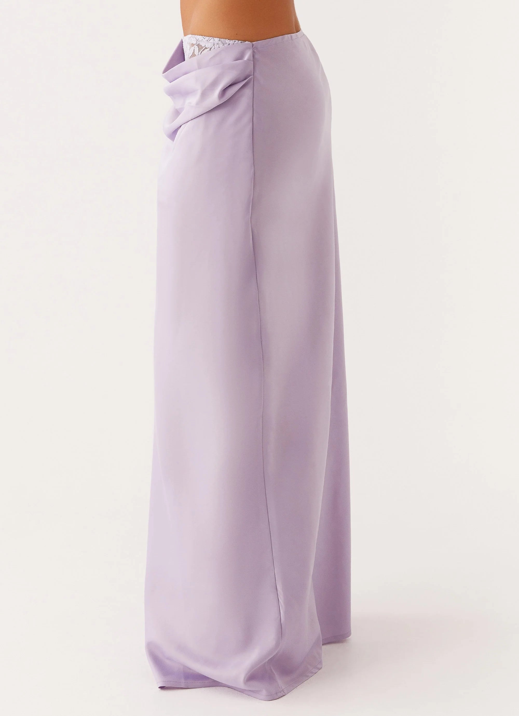 Nancy Lace Satin Maxi Skirt - Lilac