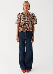 Western Wind Tie Top - Leopard