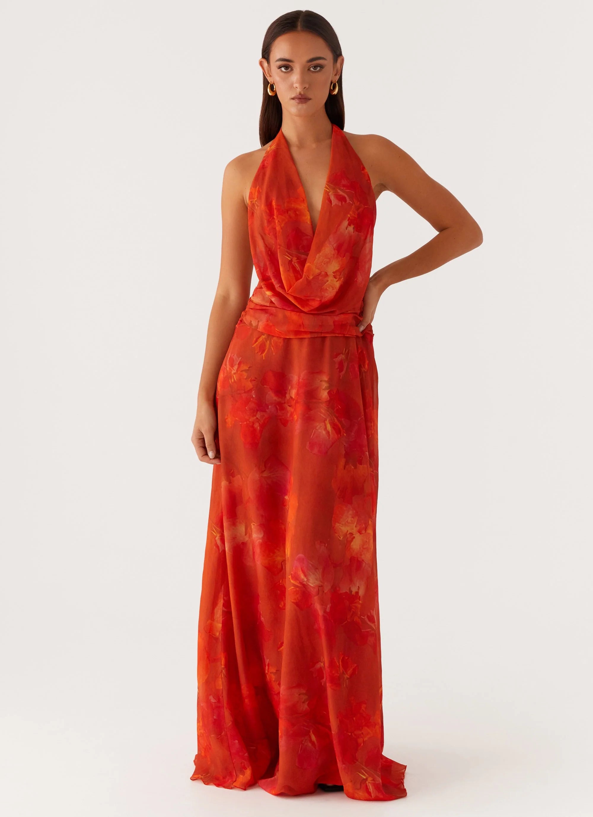 Elysia Chiffon Maxi Dress - Amber