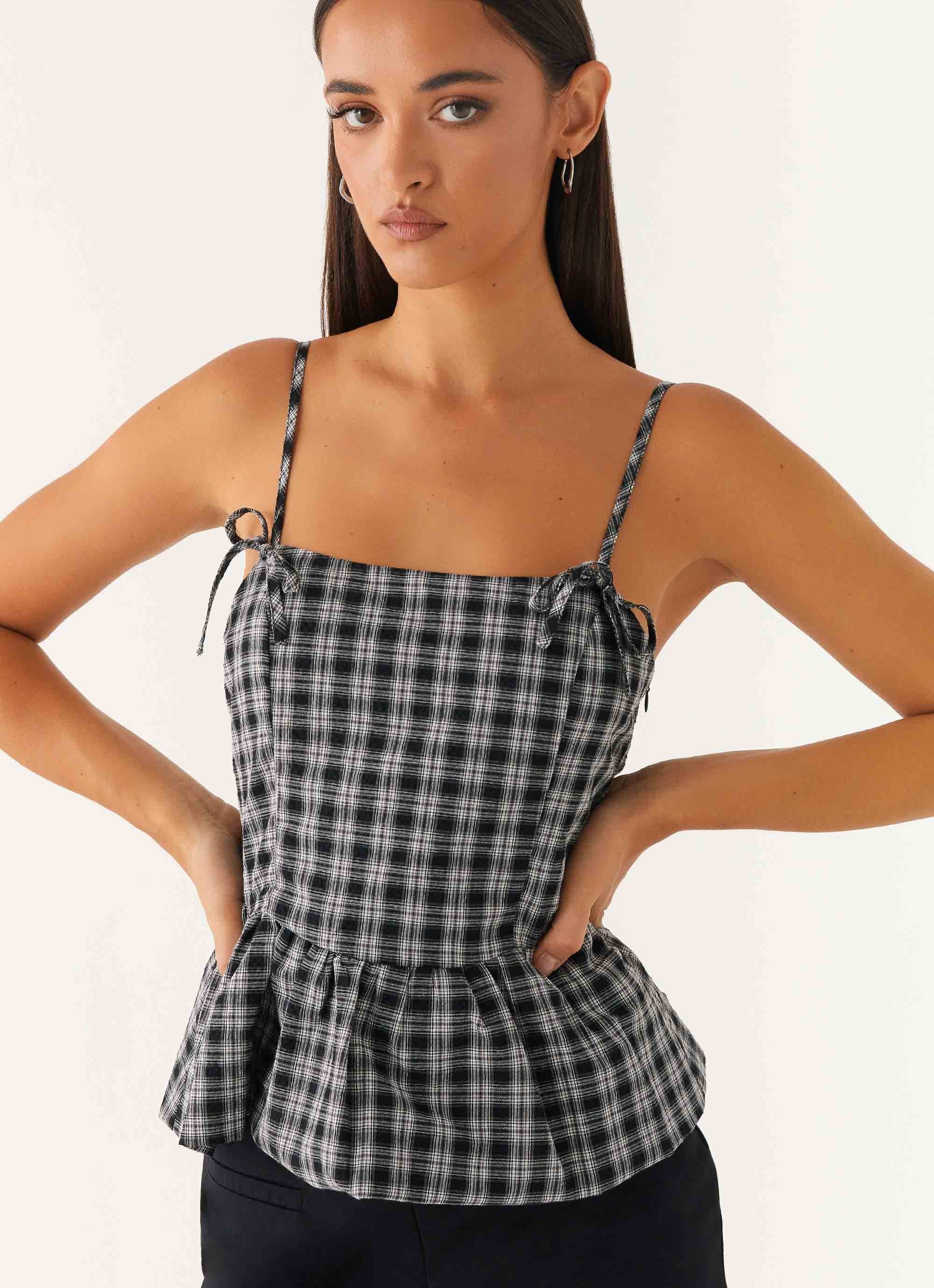 Laura Top - White Black Check