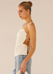 Out Of Control Apron Top - White