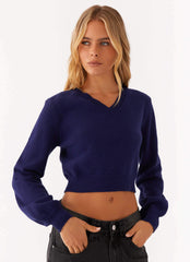 Bad Habits Long Sleeve Top - Navy