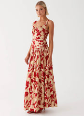 Zinna Linen Maxi Dress - Red